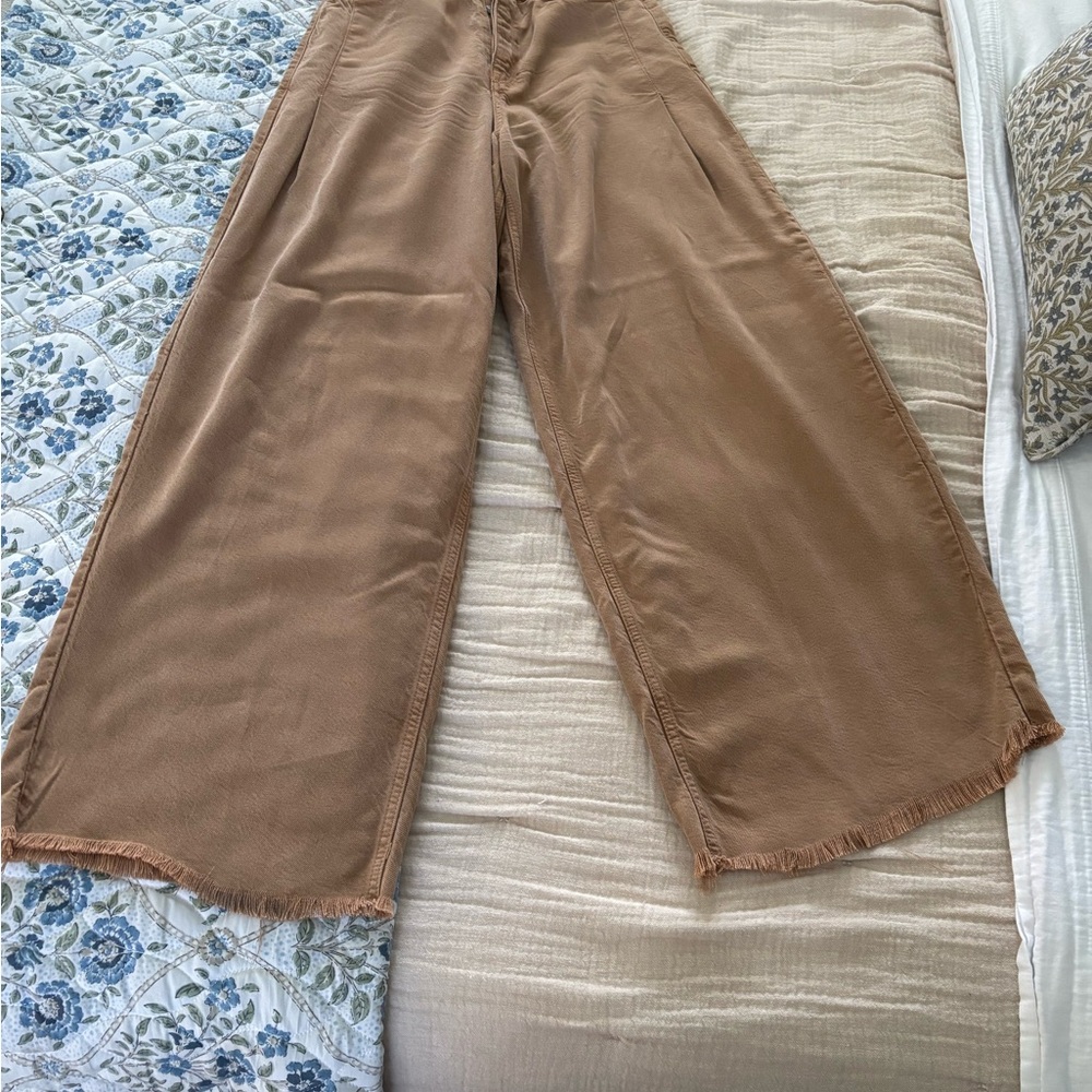 Free People Light Brown Buttoned Jeans